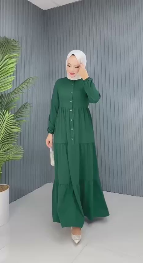 İTHAL AYROBİN KUMAŞ TAM BOY MEVLANA ELBİSE