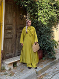 KADIN ÇİLEK KUMAŞ OVERSİZE KESİM ŞAL ABAYA PANTOLON 3'LÜ TAKIM